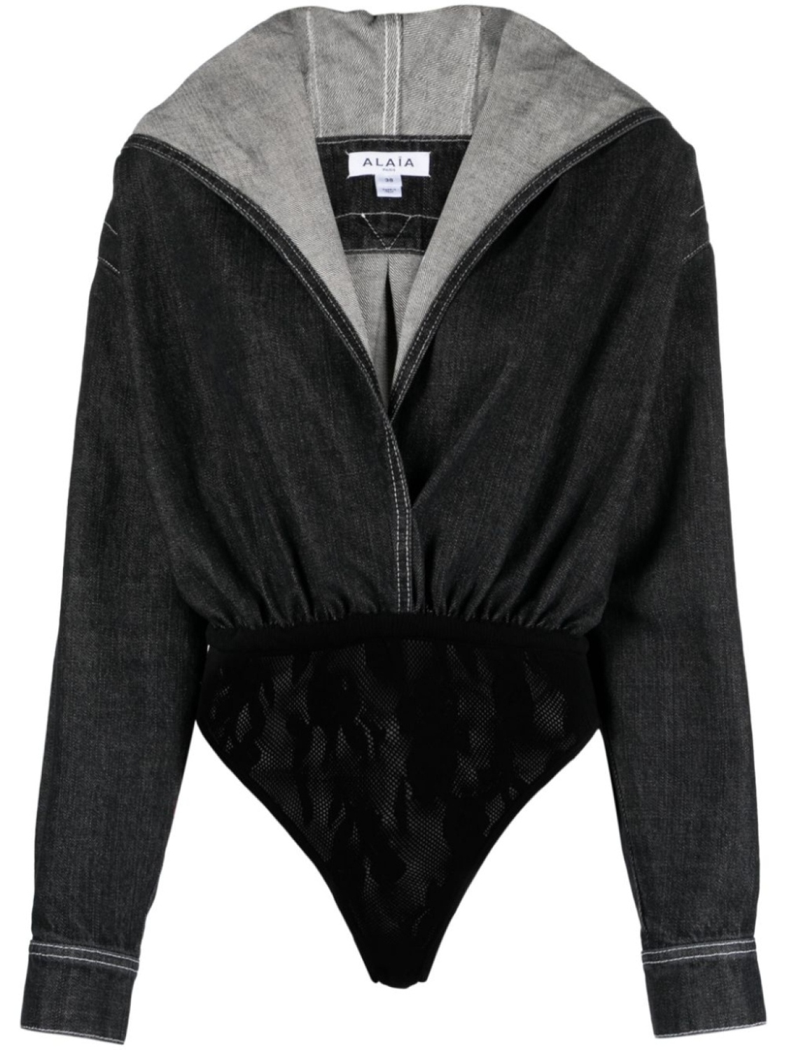 

Alaïa джинсовое боди с капюшоном, черный