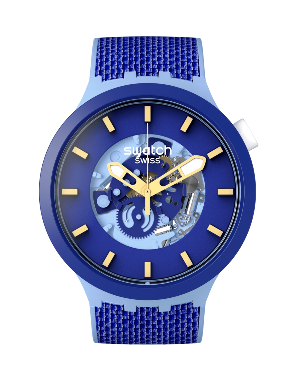 Прыгающие синие часы с синим ремешком и циферблатом Swatch, синий