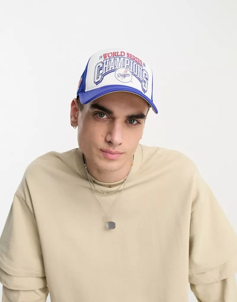 Сине-белая кепка с принтом чемпионата 47 Brand MLB LA Dodgers