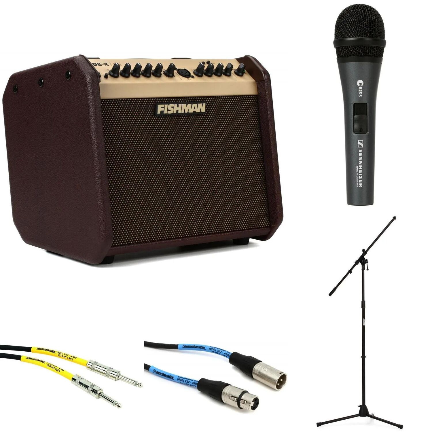 

Комплект Fishman Loudbox Mini BT для авторов песен с микрофоном, подставкой и кабелем