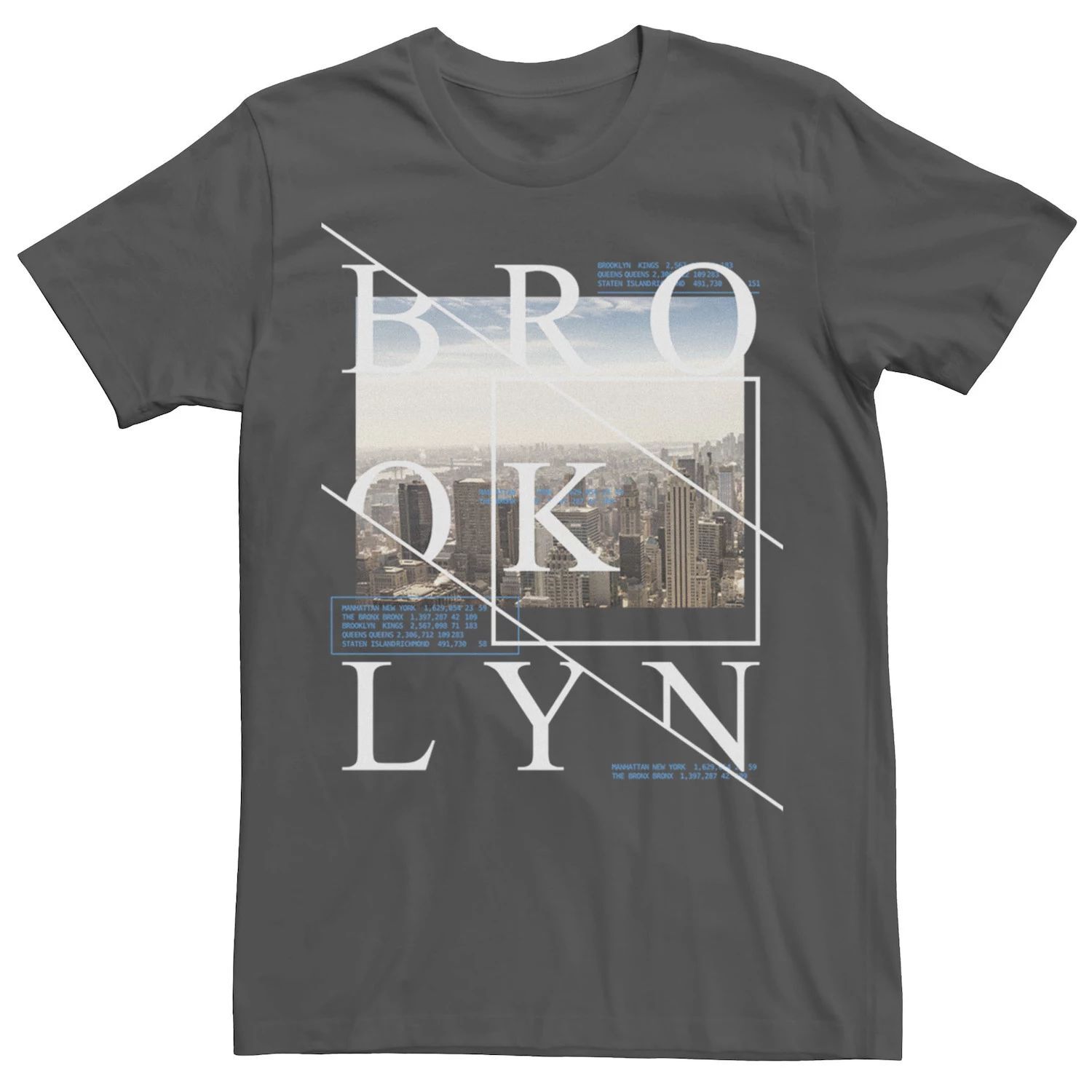 

Мужская кв. Футболка с накладным плакатом 9 Brooklyn Text Skyline Apt. 9