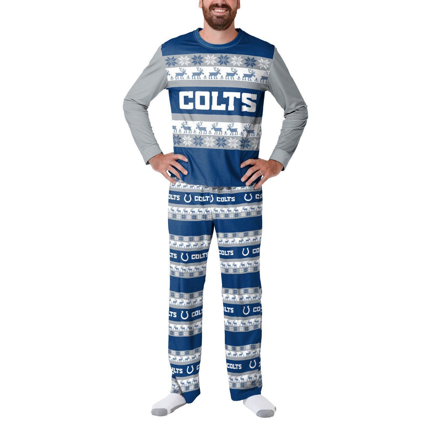 

Мужской пижамный комплект FOCO Royal Indianapolis Colts Team Ugly пижамный комплект