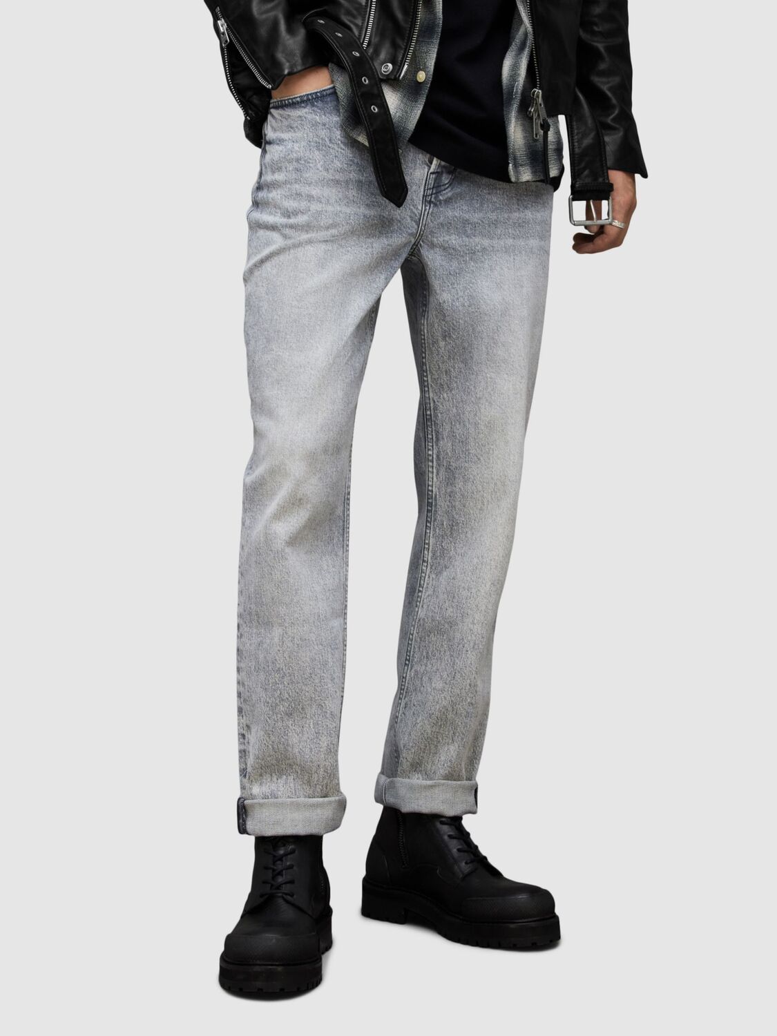 

Джинсы прямого кроя AllSaints Curtis, потертый серый