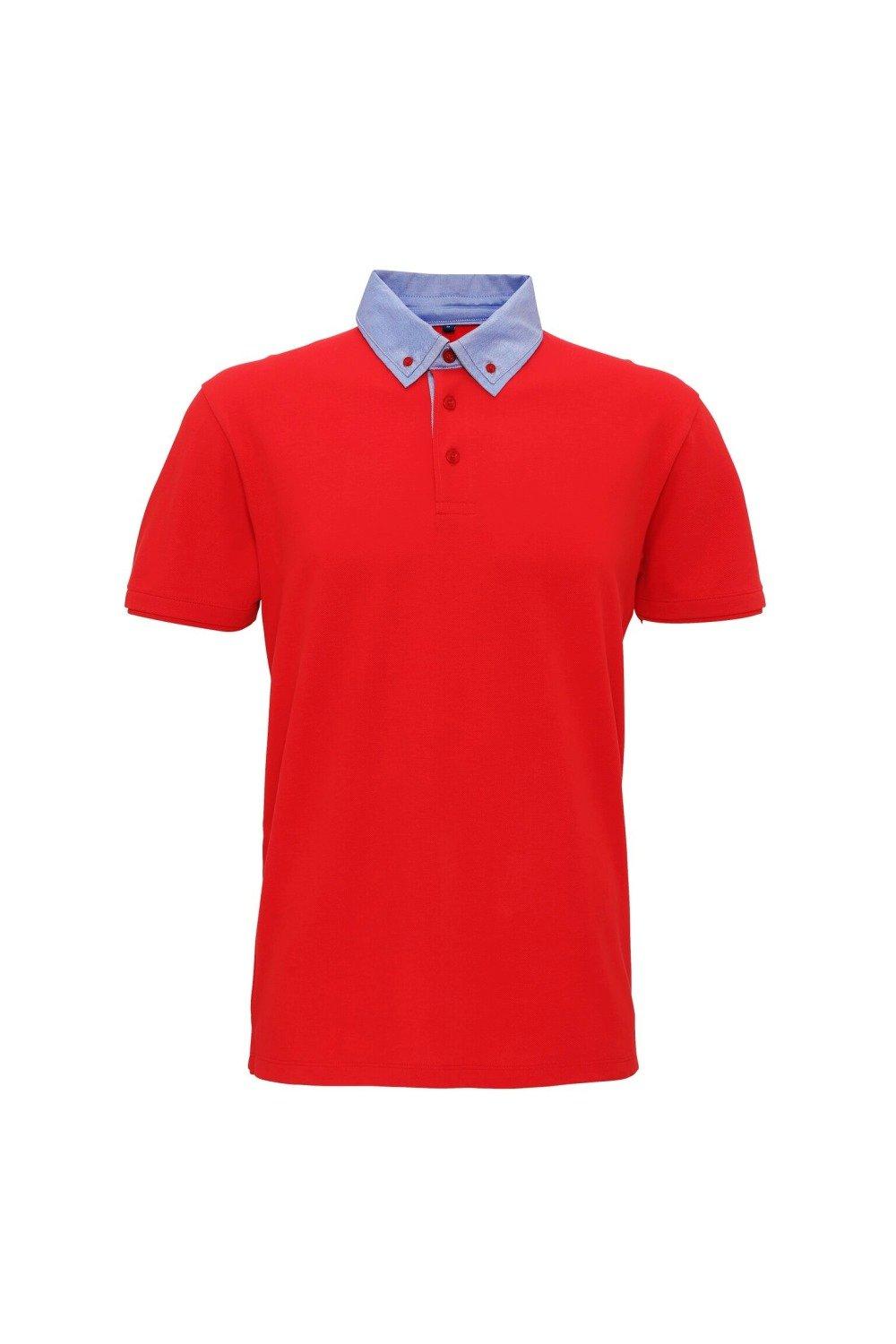 Поло с воротником на пуговицах из шамбре Asquith & Fox, красный printio рубашка поло выходные