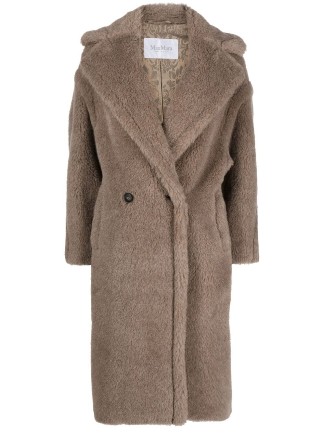 

Max Mara двубортная шуба из овчины, серый