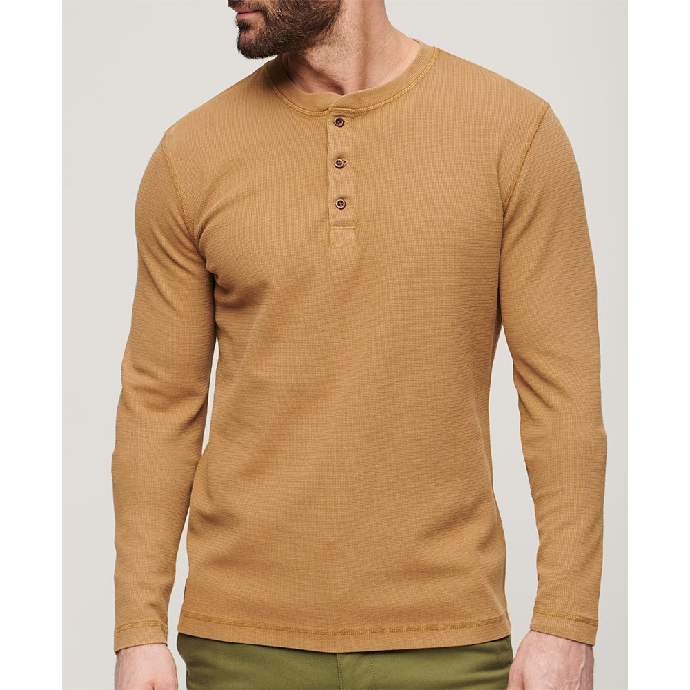 цена Футболка Superdry Waffle Henley Long , коричневый