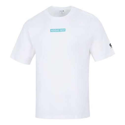 Футболка Men's adidas neo Solid Color Pattern Printing Sports Round Neck Short Sleeve White T-Shirt, белый
