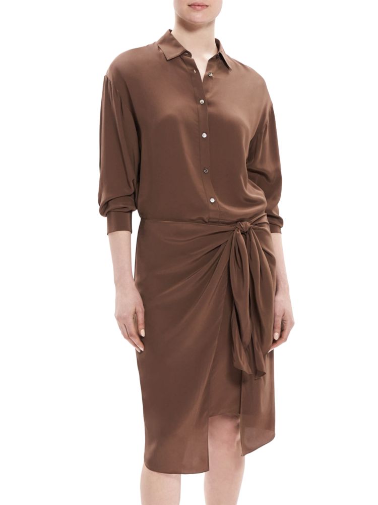 Асимметричное платье-рубашка Theory, цвет Pecan mix rizo pecan dragee 250 g