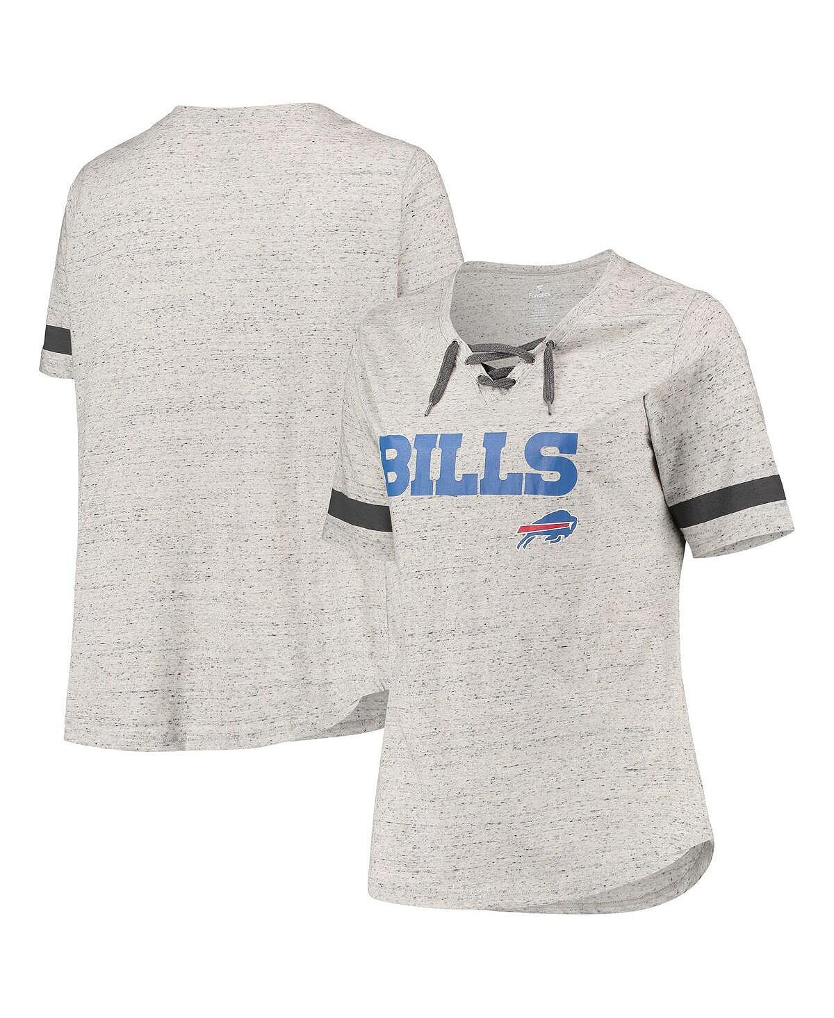 

Женская серая футболка с v-образным вырезом и шнуровкой размера «Buffalo Bills» большого размера Profile, Серый