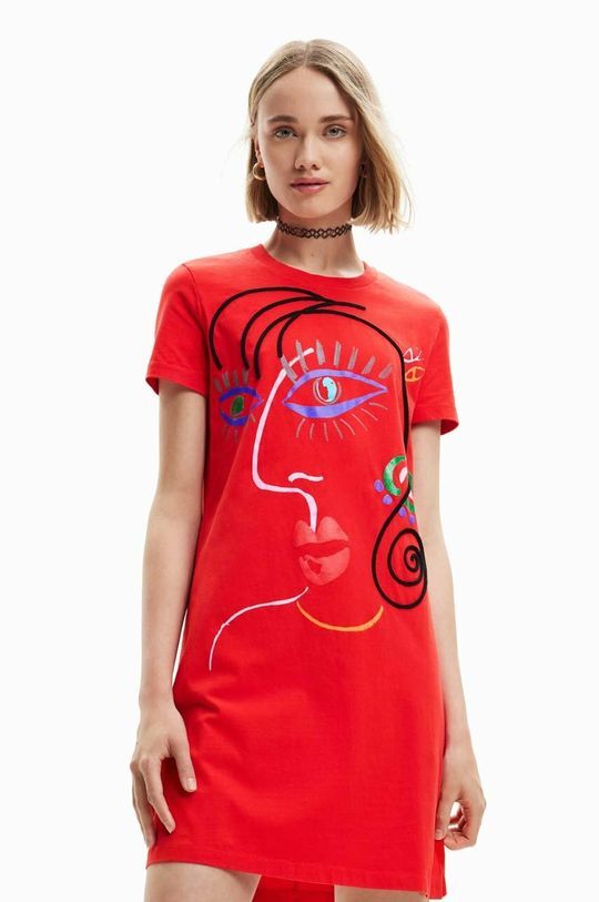 

Хлопковое платье Desigual, красный