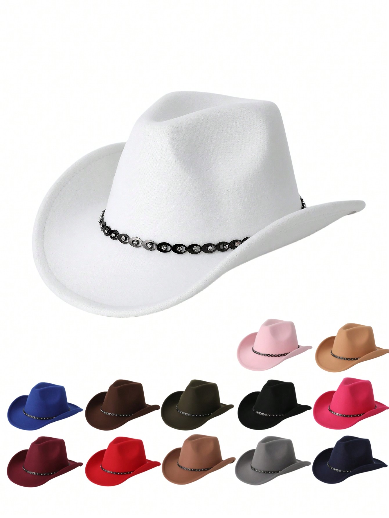 1 шт. из сплава и стразов, многоцветный ковбойская шляпа с перьями шляпа невесты ковбойская шляпа для девичника искусственная шляпа для невесты ковбойская шляпа для дискотеки