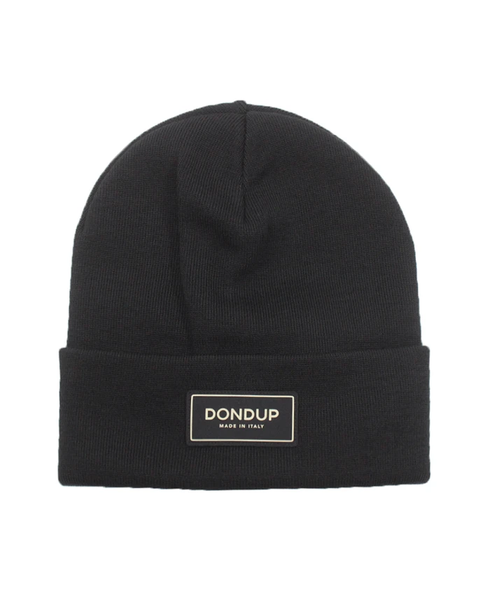 

Вязаная шапка с нашивкой логотипом Dondup, черный