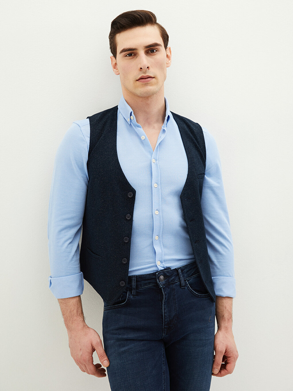 

Классический мужской жилет Slim Fit LCWAIKIKI Classic, к.темно-синий
