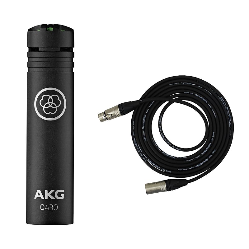 Конденсаторный микрофон AKG C430 Miniature Condenser Microphone w/ Pro Co EXMN-15 XLR Cable Bundle микрофон akg c518m microphone three pack w 3 xlr cables bundle