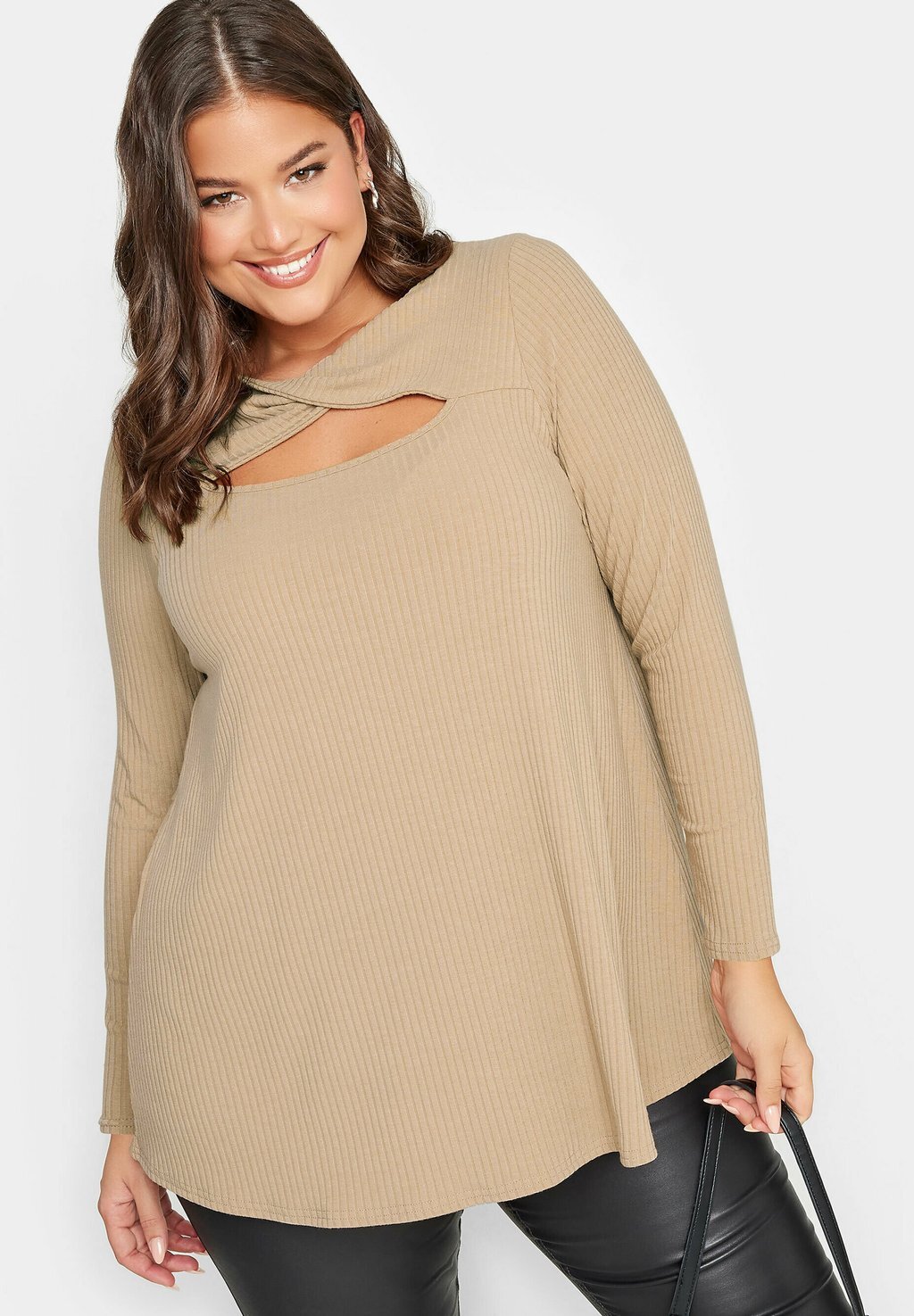 

Рубашка с длинным рукавом TWIST FRONT SWING Yours Clothing, цвет beige