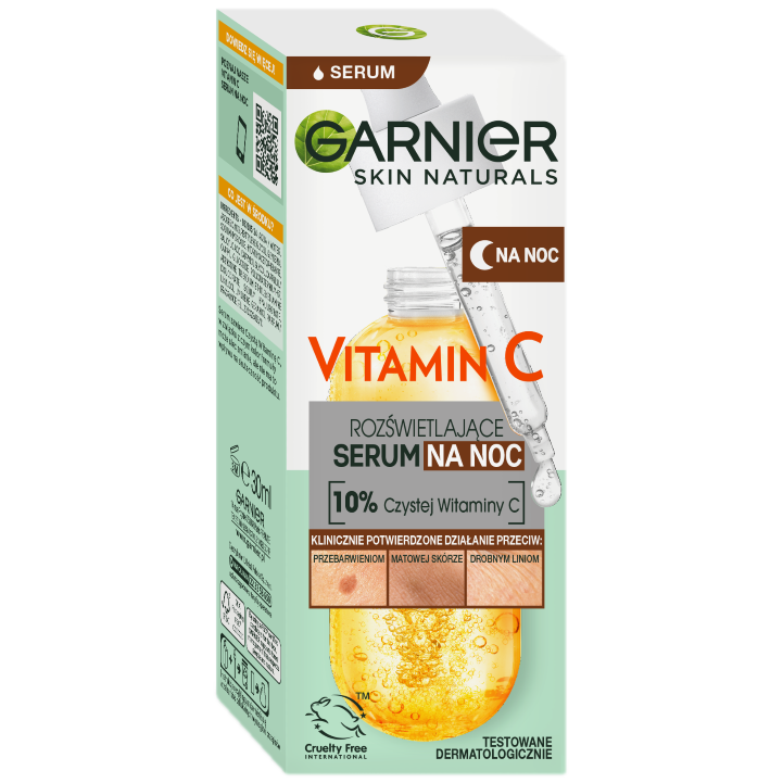 Осветляющая сыворотка для лица на ночь Garnier Vitamin C, 30 мл осветляющая сыворотка для лица q a vitamin c 30 мл