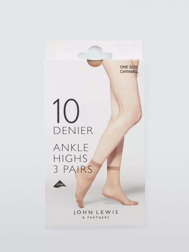 

Тайтсы John Lewis 10 Denier Ankle-High 3 шт, цвет caramel