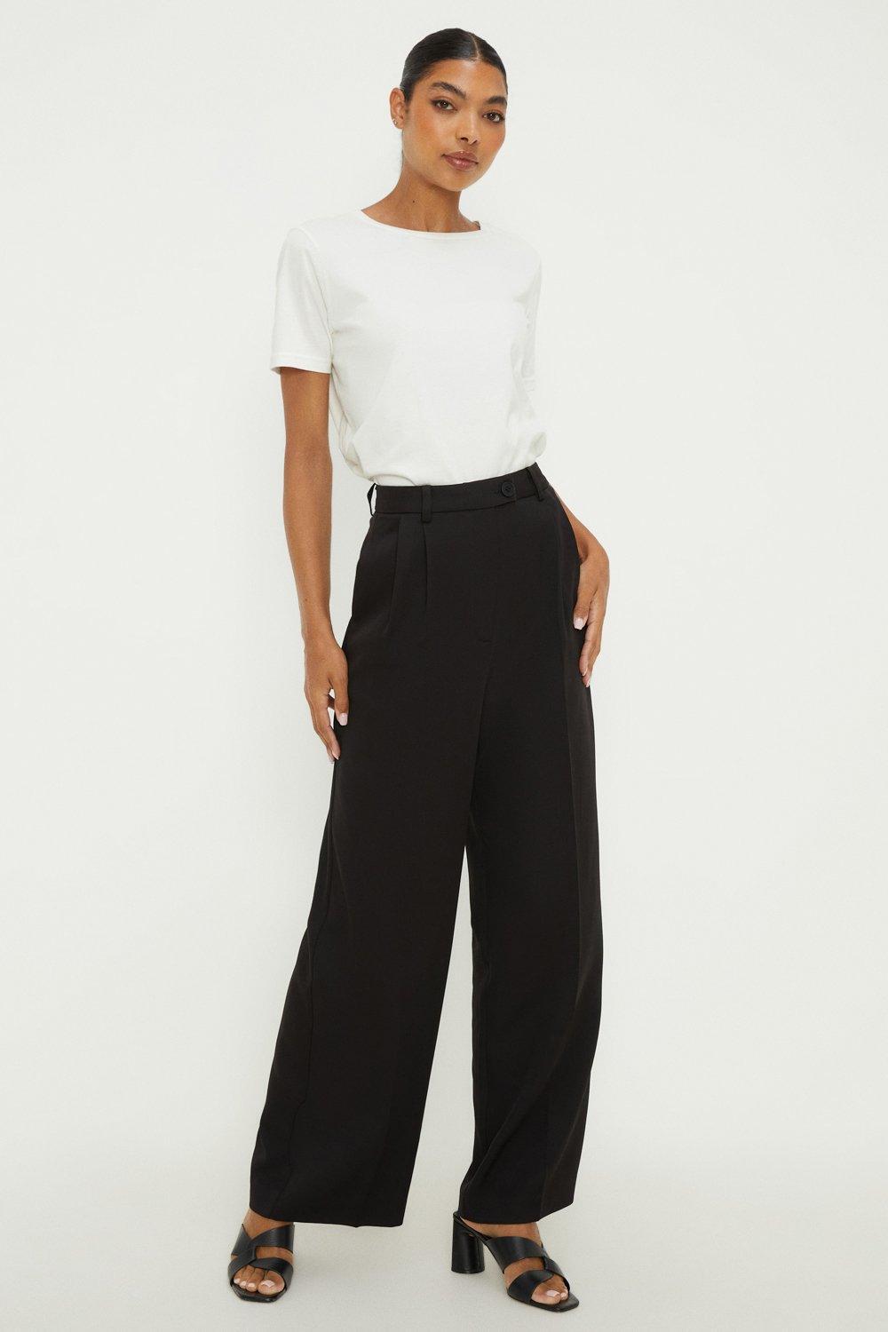 

Широкие брюки со складками Dorothy Perkins, черный