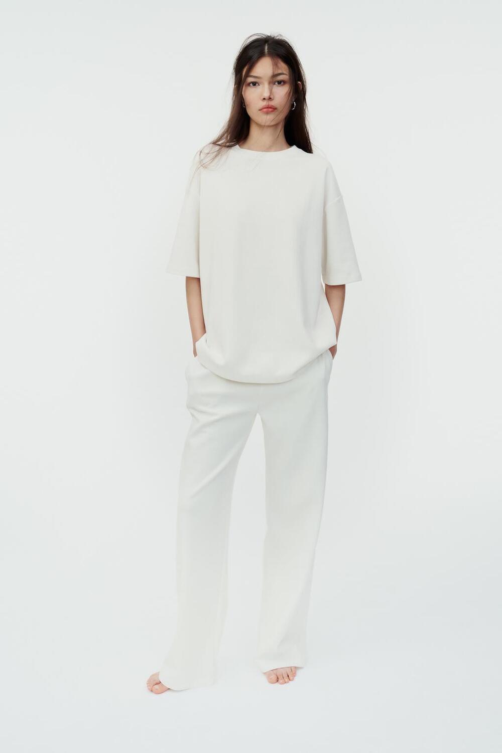 

Стирная футболка интерлок ZARA, экрю