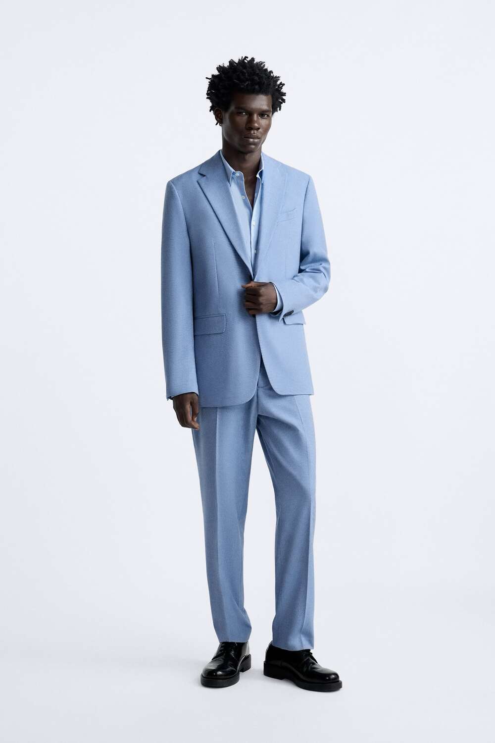 

Куртка из текстурированного костюма Zara, небесно-голубой, Синий