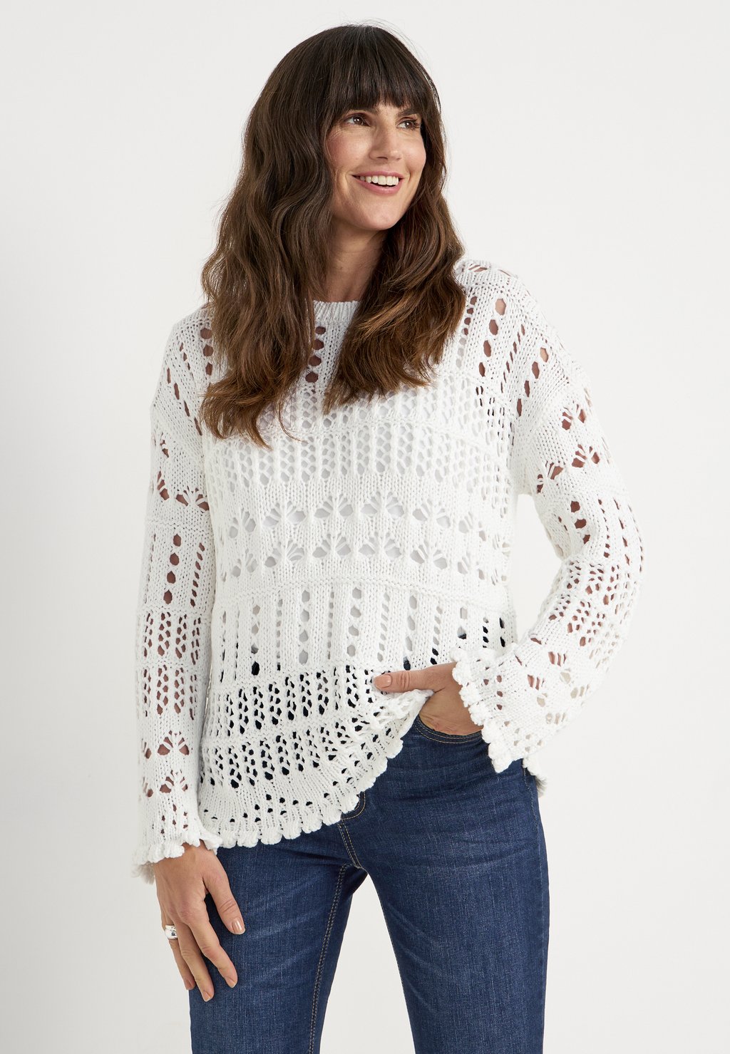 цена Вязаный свитер WITH OPENWORK Cellbes Of Sweden, цвет white