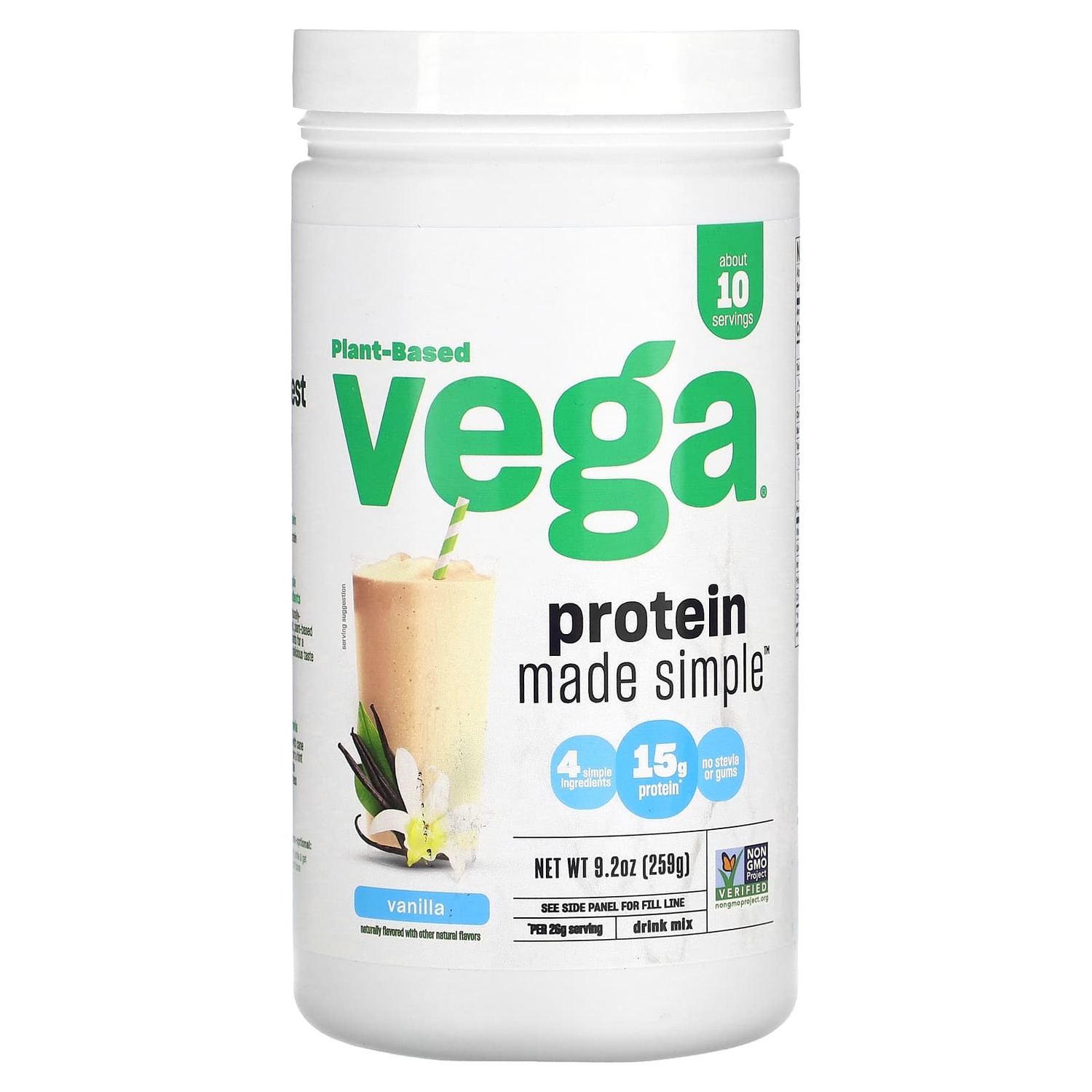

Plant-Based Protein Made Simple, ваниль, 259 г (9,2 унции), Vega