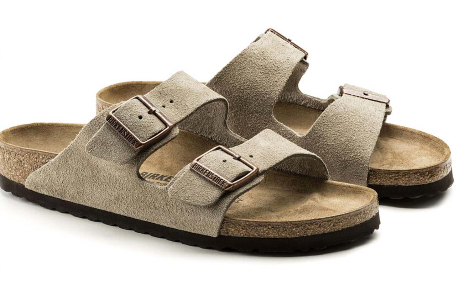 

Женские замшевые сандалии Arizona темно-серого цвета Birkenstock