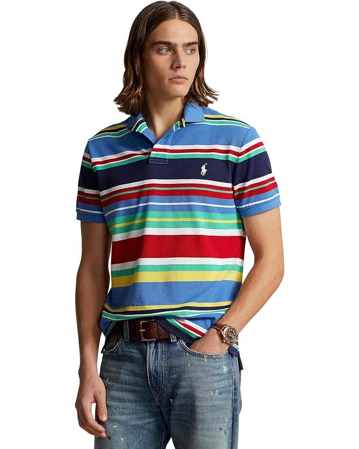 цена Поло Polo Ralph Lauren Classic Fit Striped Mesh, синий