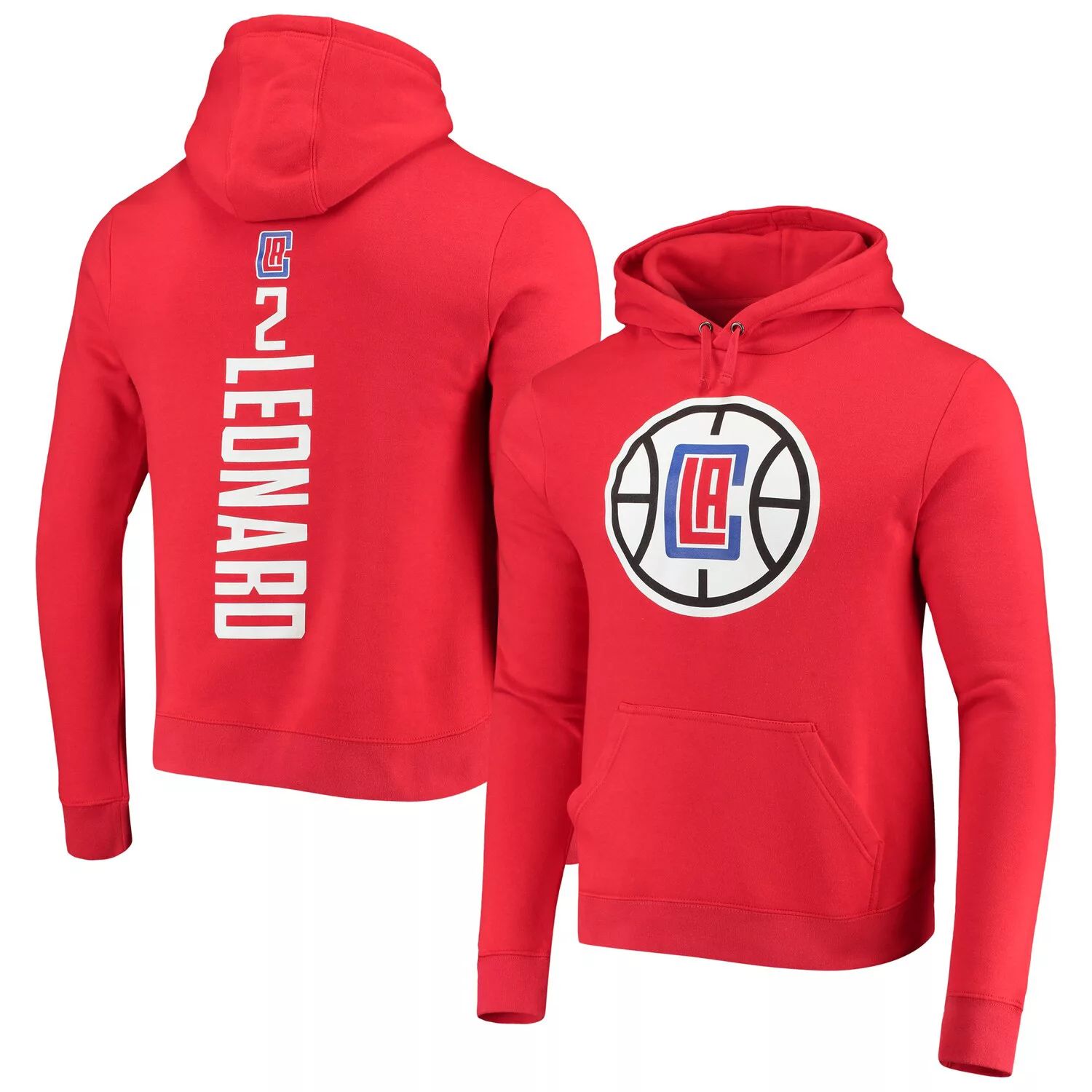 Мужской пуловер с капюшоном с логотипом Kawhi Leonard Red LA Clippers Team  Playmaker, имя и номер Fanatics