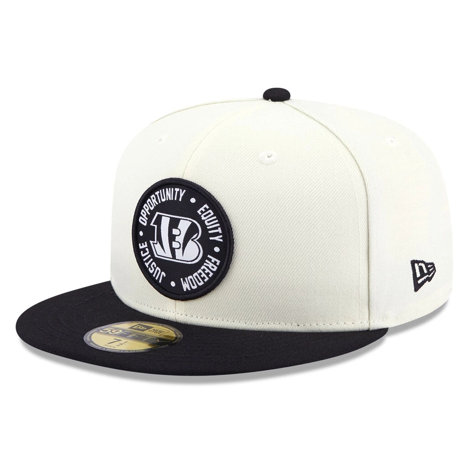 

Мужская приталенная шляпа New Era кремового/черного цвета Cincinnati Bengals 2022 Inspire Change 59FIFTY
