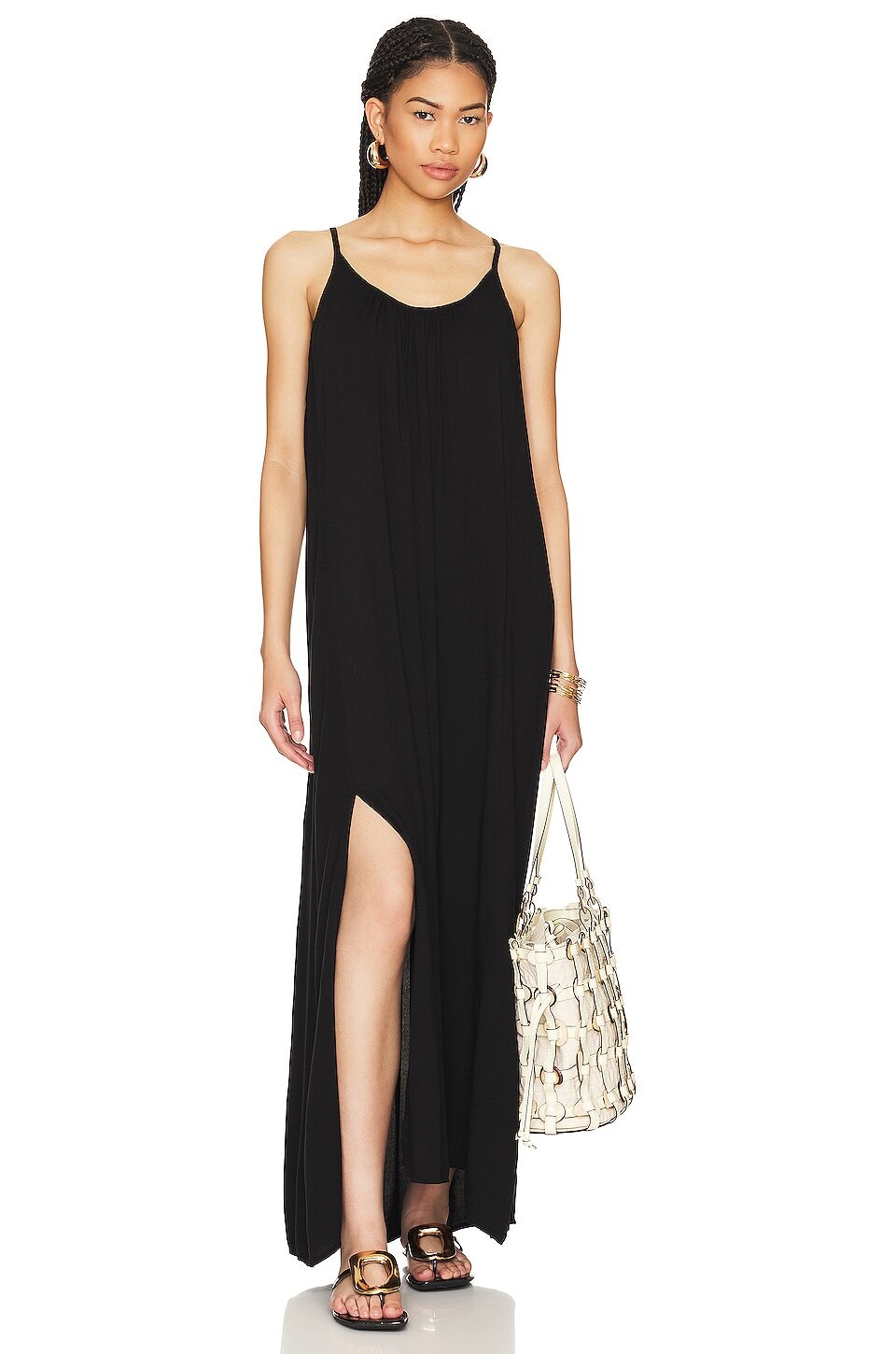 

Платье макси Bobi Slit Hem, черный