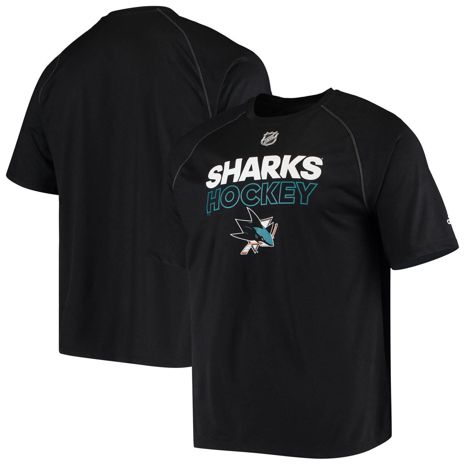 

Мужская черная футболка adidas San Jose Sharks MVP Authentic Ice climalite реглан