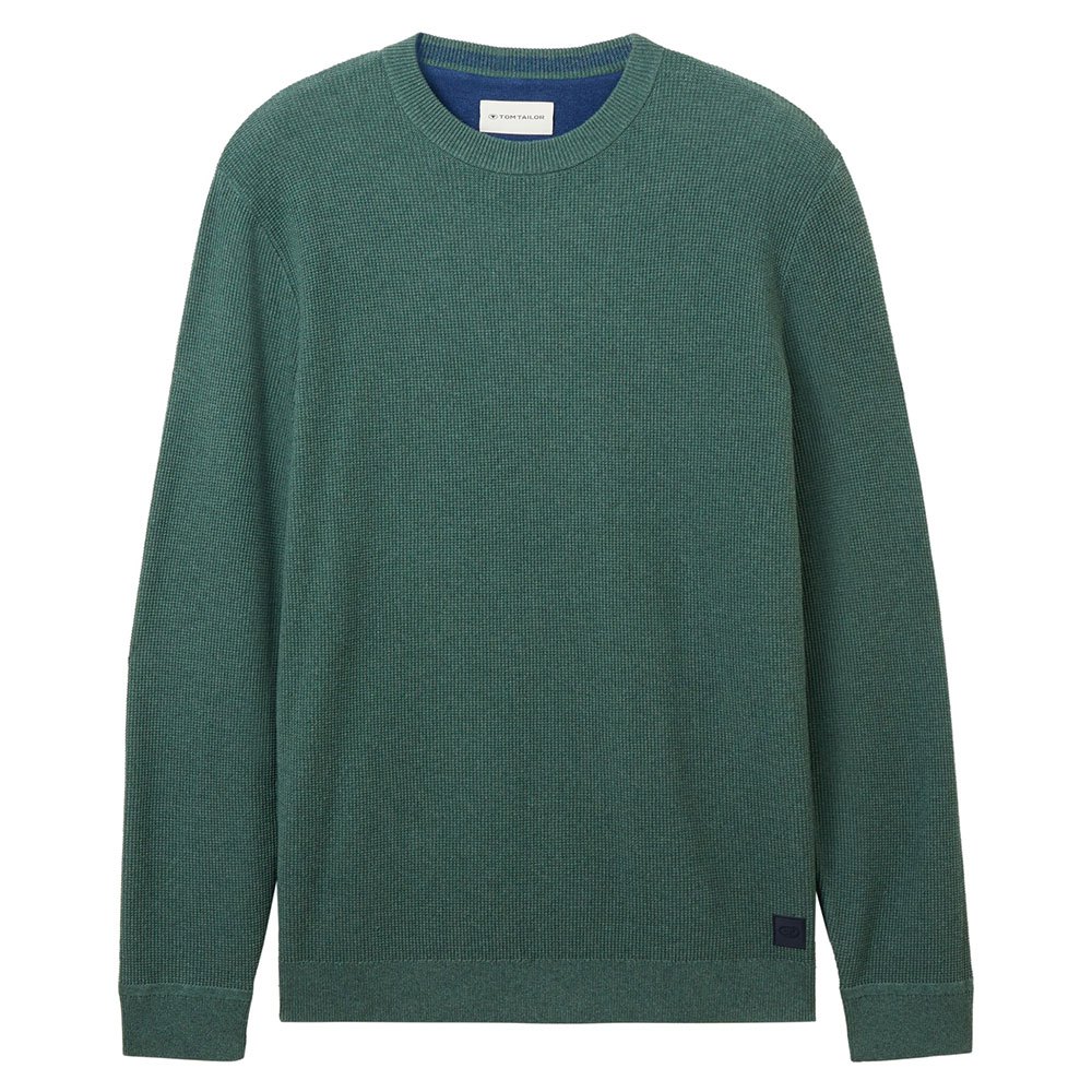 Свитер Tom Tailor 1038612 Structured Knit Crew Neck, зеленый свитер tom tailor 1038285 structured basic knit серый