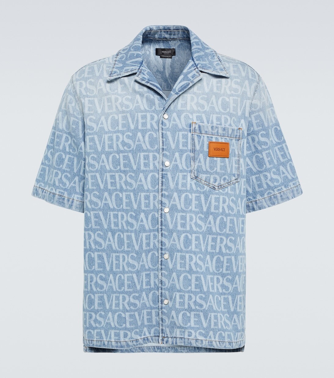 

Джинсовая рубашка с логотипом Versace, синий