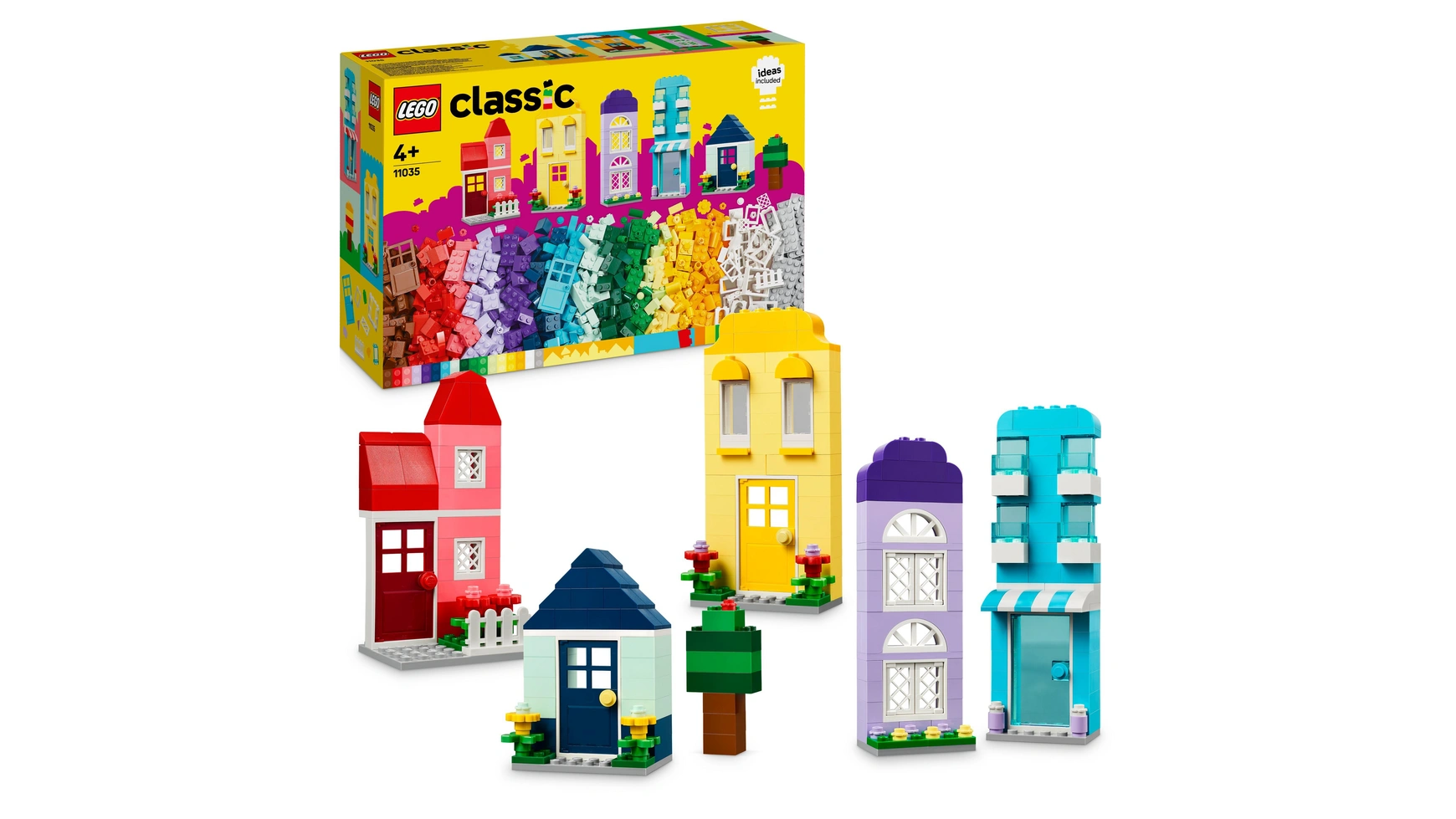Lego Classic Творческие дома, набор строительных блоков с аксессуарами из 4 предметов gan monster go twist волшебный пазл змея антистресс монстерго милое создание искусства полный набор из 24 строительных блоков в сборе