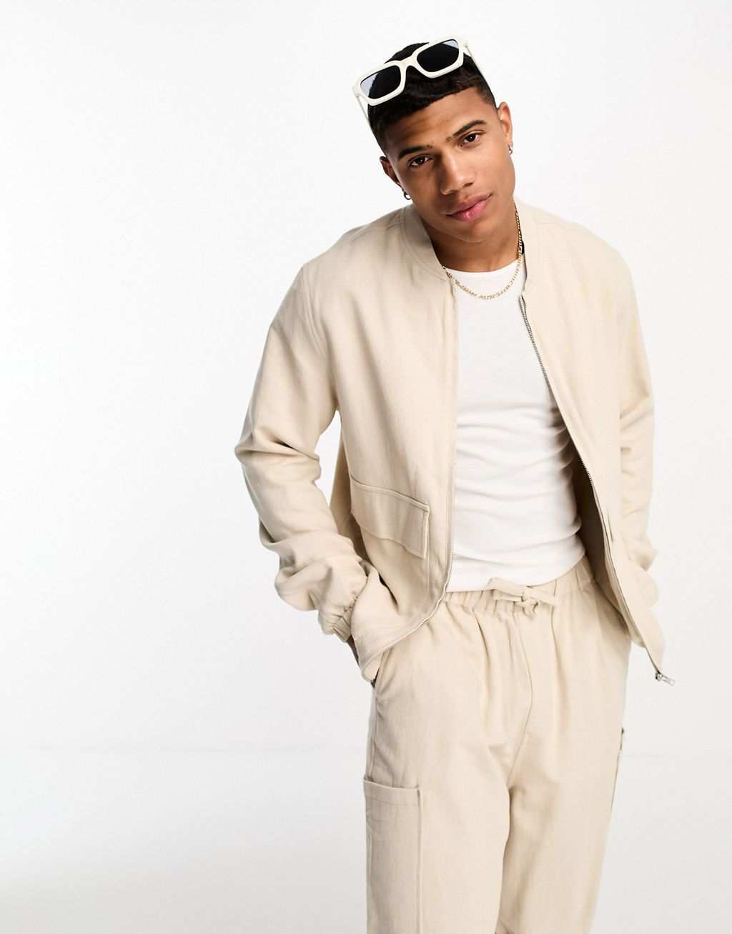 

Большой льняной бомбер ASOS DESIGN Co ord