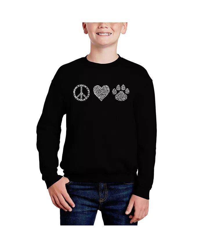 

Peace Love Cats — толстовка с круглым вырезом Big Boy's Word Art La Pop Art, красный