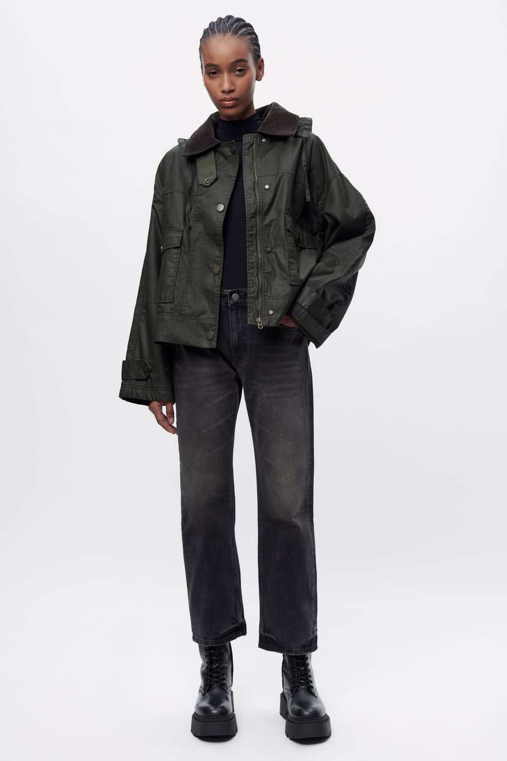 

Вощеная куртка ZARA, хаки