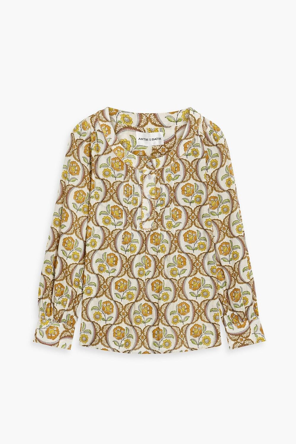 

Блуза Tanissa из хлопковой вуали с принтом и защипами ANTIK BATIK, горчичный