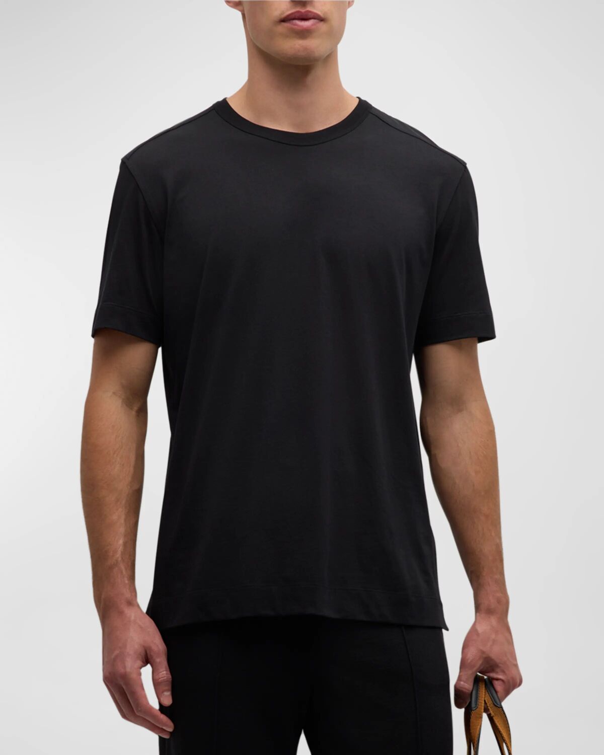 

Мужская футболка с круглым вырезом из чистого хлопка ZEGNA, цвет Black Solid