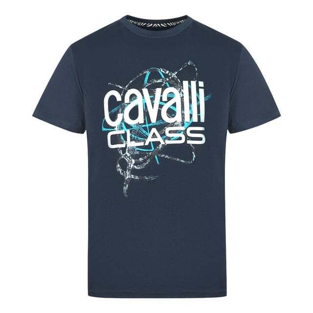 

Темно-Синяя футболка с рисунком змеиной кожи Cavalli Class, синий