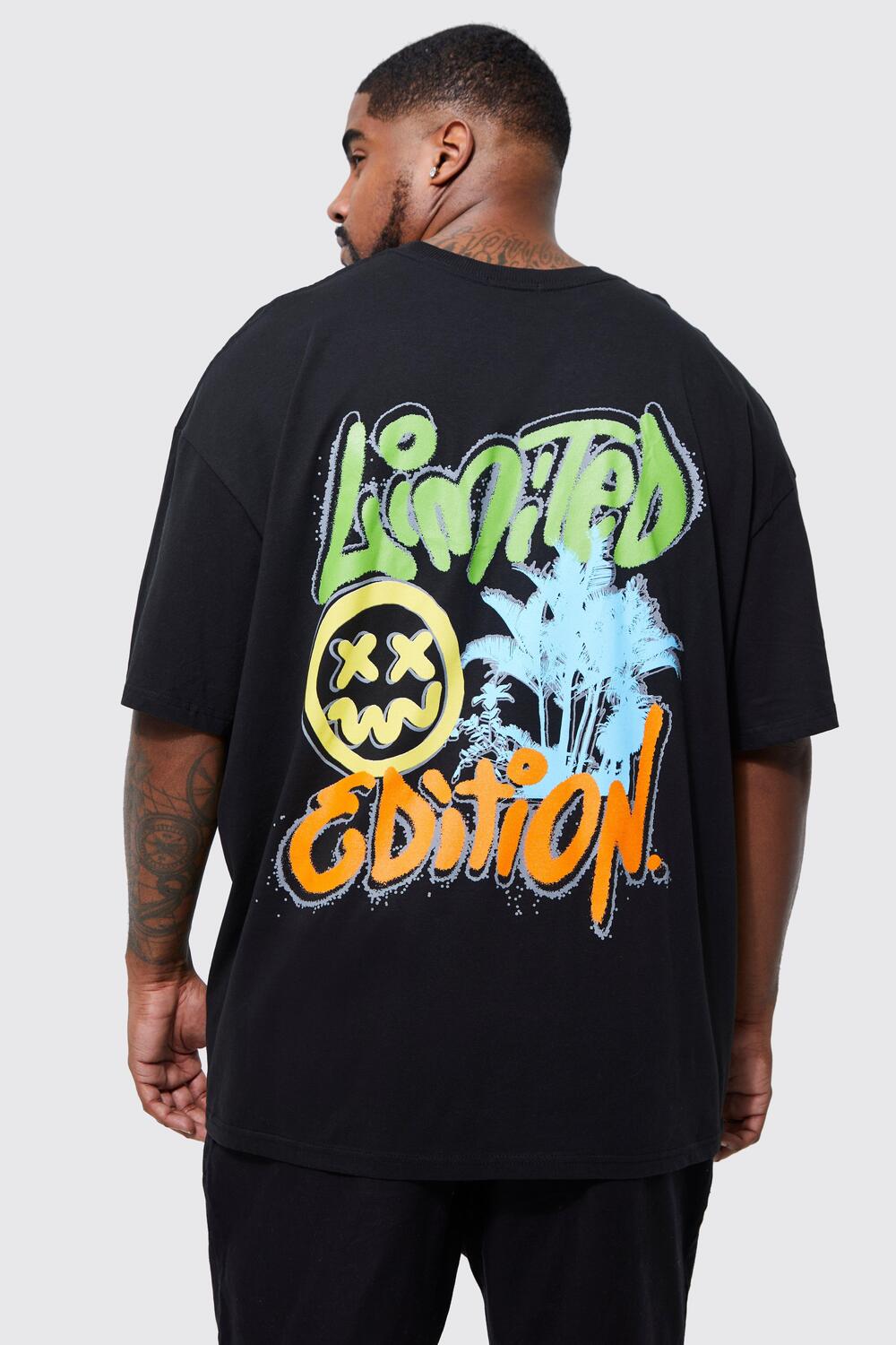 

Футболка с граффити plus oversized ltd edition Boohoo, черный