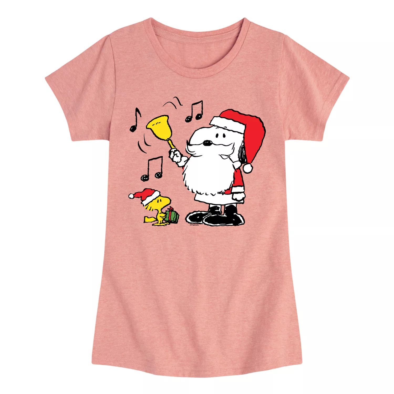

Футболка с рисунком Peanuts Snoopy Santa Bell для девочек 7–16 лет Licensed Character, розовый