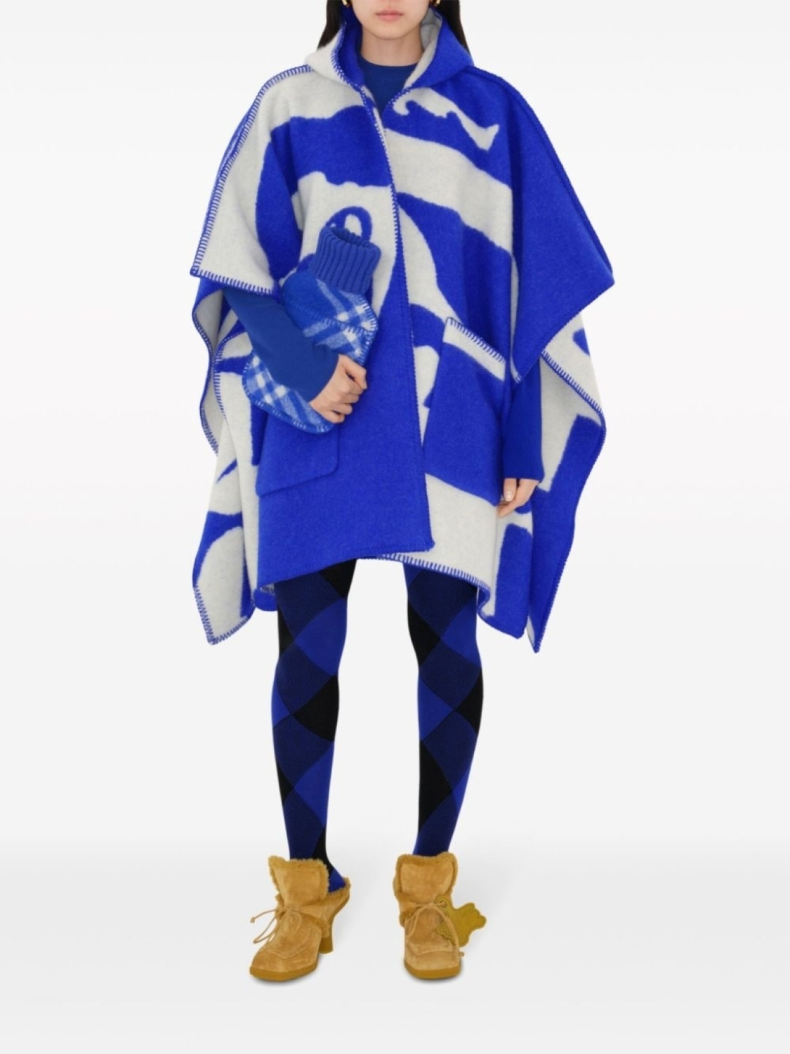 

Burberry шерстяной кейп EKD с капюшоном, синий