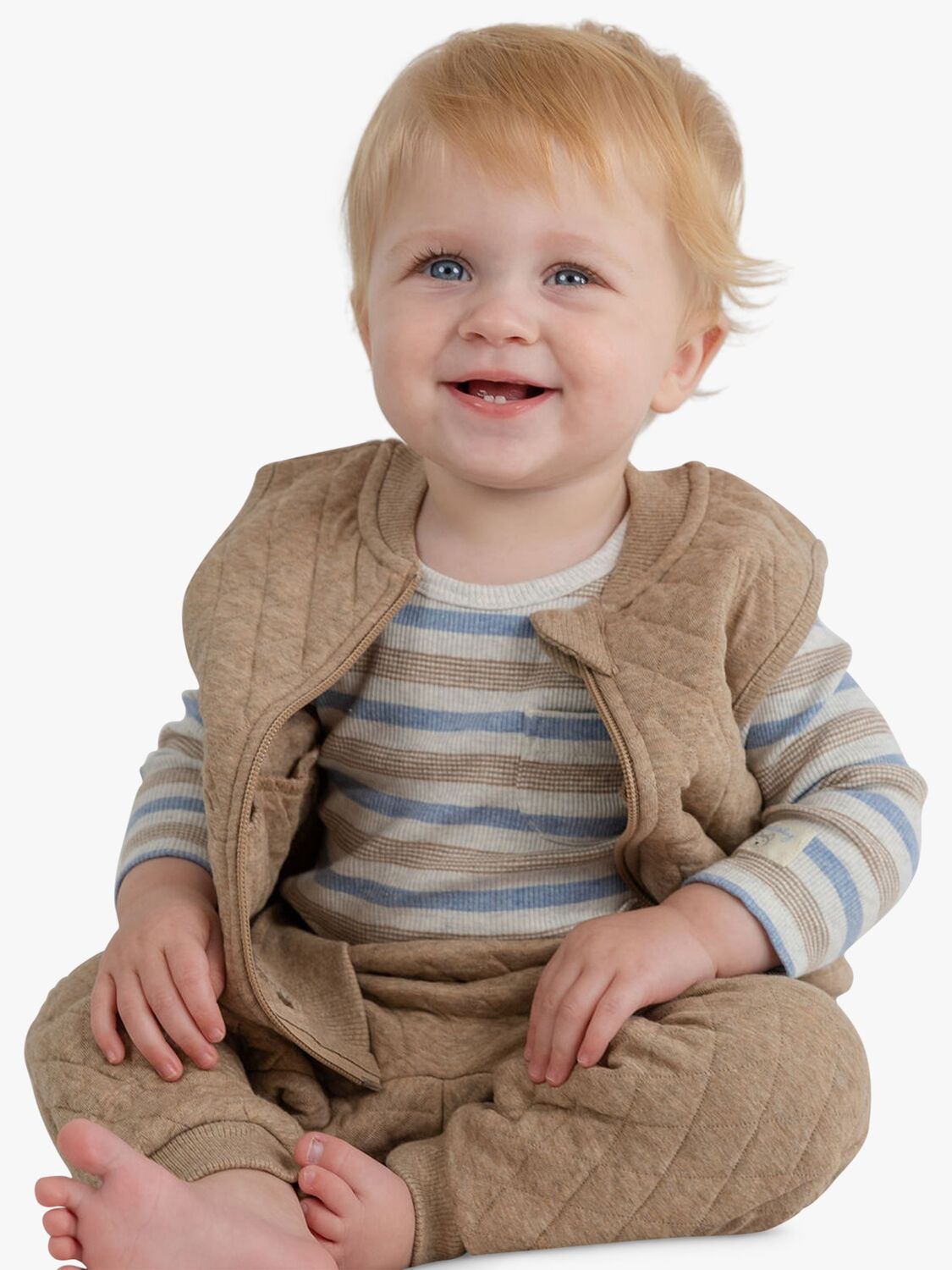 

Стеганый жилет на молнии Purebaby, коричный меланж
