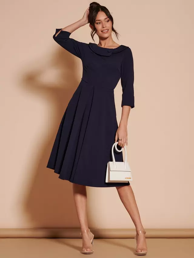 

Платье Jolie Moi Fold Neck Midi, темно-синий