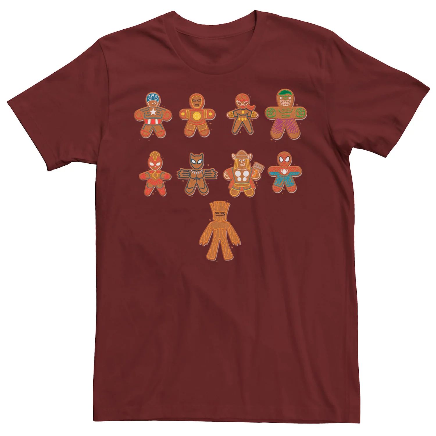 Мужская футболка Marvel Avengers Gingerbread Cookie Line Up Licensed Character