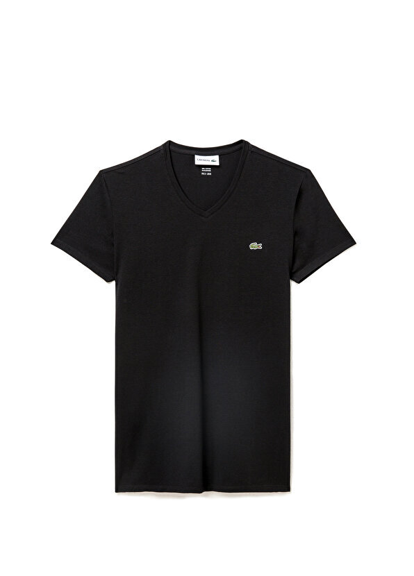 

Черная мужская футболка slim fit с v-образным вырезом Lacoste, Черный