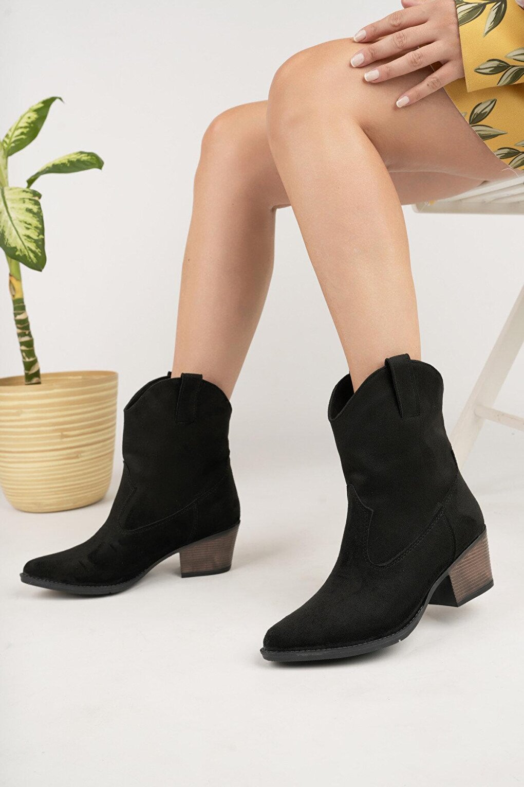 Ковбойские женские стильные и удобные зимние ботинки на каблуке Muggo, черный-антрацит