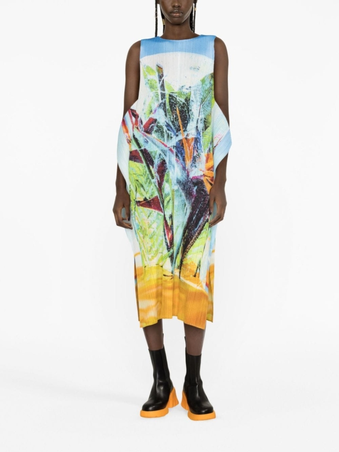 

Pleats Please Issey Miyake плиссированное платье с графичным принтом, синий